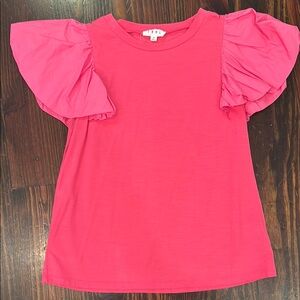 Women’s Pink Ruffle Sleeve Top